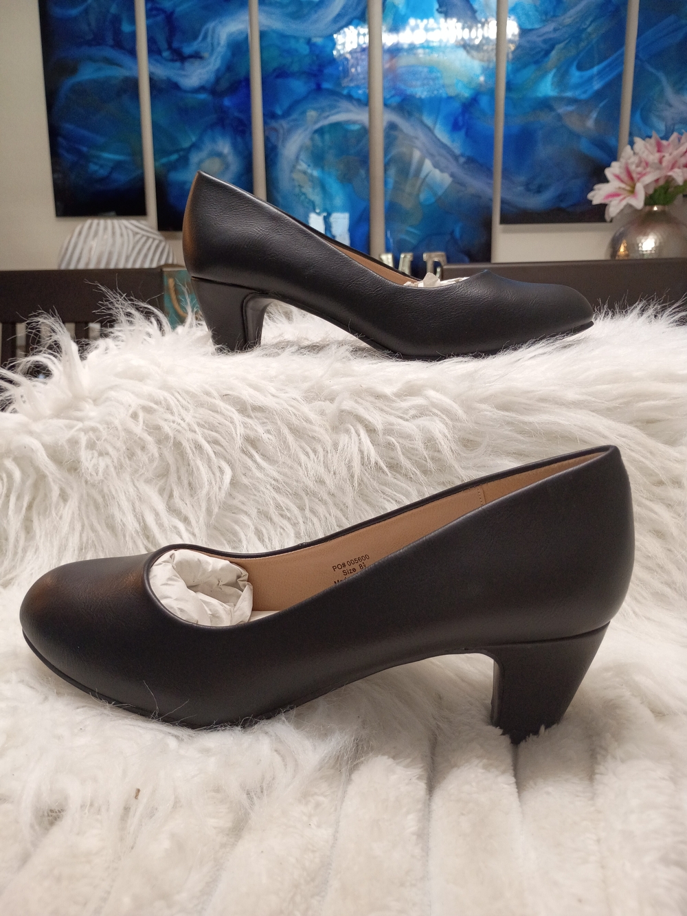 New Journee Collection Luu-M Black Mid-Heel Round-Toe Faux Leather Pumps 8.5 - Picture 2 of 14